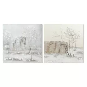 Painting DKD Home Decor Canvas 100 x 3,8 x 100 cm Trees Cottage (2 Units) by DKD Home Decor, Prints on Canvas - Ref: S3017880...