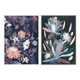 Pintura DKD Home Decor 53 x 4,3 x 73 cm Bloemen Moderno (2 Unidades) de DKD Home Decor, Impressões sobre tela - Ref: S3017941...