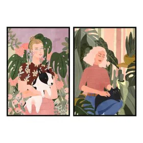 Painting DKD Home Decor Lady 83 x 4,5 x 123 cm Pets Scandinavian (2 Units) by DKD Home Decor, Prints on Canvas - Ref: S301797...