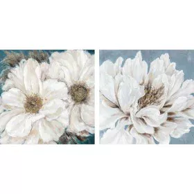 Pintura DKD Home Decor 80 x 2,4 x 80 cm 80 x 3,5 x 80 cm Bloemen Romântico (2 Unidades) de DKD Home Decor, Impressões sobre t...