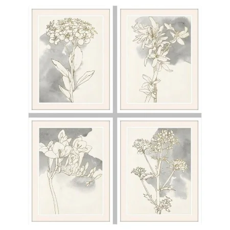 Cuadro DKD Home Decor 55 x 2,5 x 70 cm Flores Romántico (4 Piezas) de DKD Home Decor, Impresiones sobre lienzo - Ref: S301820...