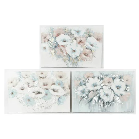 Pintura DKD Home Decor 120 x 3,5 x 80 cm Bloemen Shabby Chic (3 Peças) de DKD Home Decor, Impressões sobre tela - Ref: S30183...