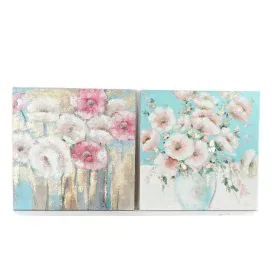 Pintura DKD Home Decor 99,5 x 3,5 x 99,5 cm Vaso Shabby Chic (2 Unidades) de DKD Home Decor, Impressões sobre tela - Ref: S30...