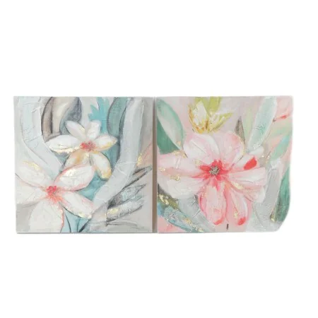 Pintura DKD Home Decor 80 x 3,5 x 80 cm Bloemen Shabby Chic (2 Unidades) de DKD Home Decor, Impressões sobre tela - Ref: S301...