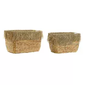 Conjunto de Cestas DKD Home Decor Castanho Multicolor Natural Franjas 40 x 30 x 26 cm de DKD Home Decor, Caixas e baús de arr...