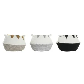 Basket DKD Home Decor White Black Grey Mustard Boho 36 x 36 x 26 cm (3 Pieces) by DKD Home Decor, Storage boxes and chests - ...