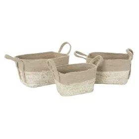 Juego de Cestos DKD Home Decor Crema Natural Yute Jute Fibra natural 40 x 28 x 23 cm (3 Piezas) de DKD Home Decor, Cajas - Re...