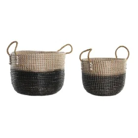 Conjunto de Cestas DKD Home Decor Natural Cinzento Zostera marina (41 x 25 x 42 cm) (2 Peças) de DKD Home Decor, Caixas e baú...