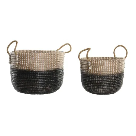 Juego de Cestas DKD Home Decor Natural Gris Hierba marina (41 x 25 x 42 cm) (2 Piezas) de DKD Home Decor, Cajas y arcones de ...