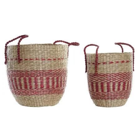 Conjunto de Cestas DKD Home Decor Natural Vermelho Zostera marina (2 pcs) (34 x 34 x 40 cm) de DKD Home Decor, Caixas e baús ...