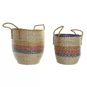 Basket set DKD Home Decor Orange Green Seagrass (35 x 22 x 46 cm) (2 pcs) by DKD Home Decor, Storage boxes and chests - Ref: ...