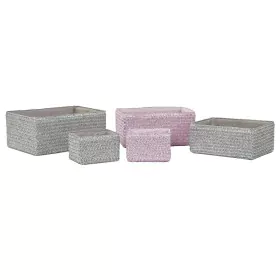 Set de basket DKD Home Decor 41 x 29 x 18 cm Argenté Gris Rose polypropylène de DKD Home Decor, Boîtes et coffres de rangemen...