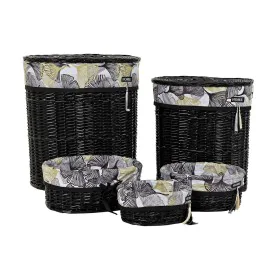 Basket set DKD Home Decor Black Multicolour wicker 51 x 37 x 56 cm 5 Pieces by DKD Home Decor, Storage boxes and chests - Ref...