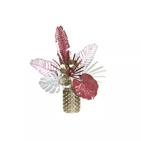 Wanddekoration DKD Home Decor Rosa Gold Metall Weiß Blomster Tropical (66 x 13 x 74 cm) von DKD Home Decor, Ornamente - Ref: ...