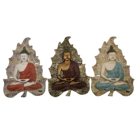 Wanddekoration DKD Home Decor Blau Rot Gold Buddha Orientalisch 19 x 3,1 x 26,5 cm (3 Stücke) von DKD Home Decor, Ornamente -...