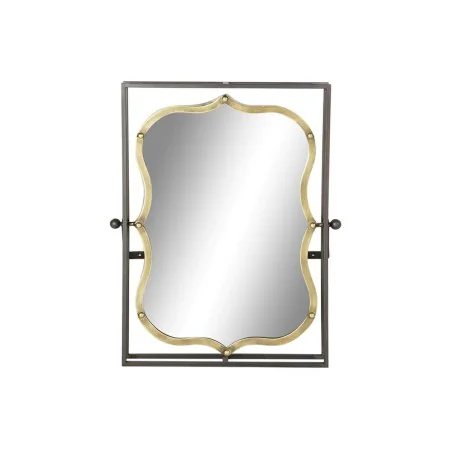 Espejo de pared DKD Home Decor Negro Metal Dorado (51.5 x 12 x 65 cm) de DKD Home Decor, Espejos de pared - Ref: S3019229, Pr...