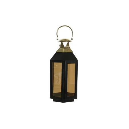 Lanterne DKD Home Decor Noir Verre Fer Doré (22 x 20 x 46 cm) de DKD Home Decor, Bougeoirs et chandeliers - Réf : S3019409, P...