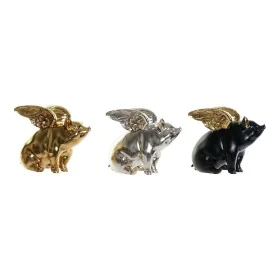 Decorative Figure DKD Home Decor 26 x 17 x 22,5 cm Silver Black Golden Pig (3 Units) by DKD Home Decor, Ornaments - Ref: S301...