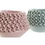 Vase DKD Home Decor Flower Pink Turquoise Stoneware 20 x 20 x 13 cm Mediterranean (2 Units) by DKD Home Decor, Vases - Ref: S...