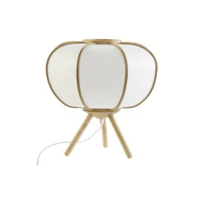 Lâmpada de mesa DKD Home Decor 34 x 34 x 33 cm Natural Branco Bambu 220 V 50 W de DKD Home Decor, Candeeiros de mesa e de cab...