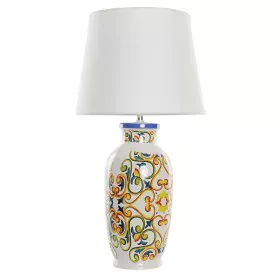 Tischlampe DKD Home Decor aus Keramik Leinen Weiß (34 x 34 x 67 cm) von DKD Home Decor, Tisch- & Nachttischlampen - Ref: S302...