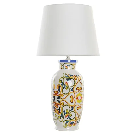 Lampe de bureau DKD Home Decor Céramique Lin Blanc (34 x 34 x 67 cm) de DKD Home Decor, Lampes de chevet - Réf : S3020908, Pr...