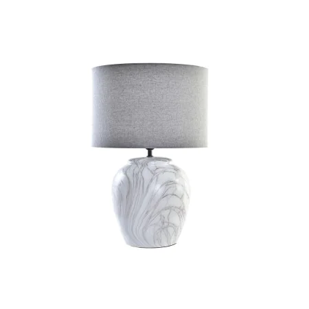 Lâmpada de mesa DKD Home Decor Tela Cerâmica Cinzento Branco (38 x 38 x 58 cm) de DKD Home Decor, Candeeiros de mesa e de cab...