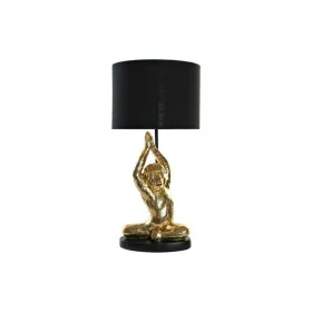 Lâmpada de mesa DKD Home Decor Preto Dourado Poliéster Resina Macaco (25 x 25 x 48 cm) de DKD Home Decor, Candeeiros de mesa ...