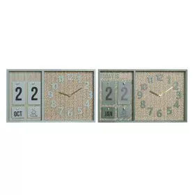 Wall Clock DKD Home Decor Green Wood polypropylene Plastic MDF Wood Tropical 40 x 5 x 24 cm (2 Units) by DKD Home Decor, Wall...