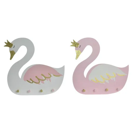 Bengaleiro de parede DKD Home Decor Madeira Infantil Cisne 40 x 4 x 38,5 cm (2 Unidades) de DKD Home Decor, Bengaleiros de pa...