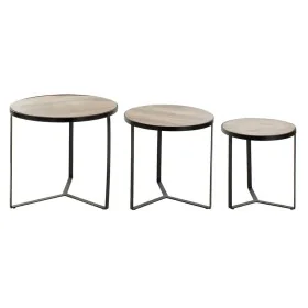 Set di 3 tavoli DKD Home Decor Marrone Nero Metallo Plastica Legno di mango 60 x 60 x 55 cm di DKD Home Decor, Tavoli - Rif: ...