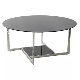 Mesa de Centro DKD Home Decor Negro Plateado Cristal Acero Plástico 100 x 100 x 45 cm de DKD Home Decor, Mesas de café - Ref:...