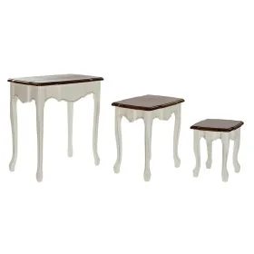 Set di 3 tavoli DKD Home Decor Bianco Marrone 60 x 40 x 66 cm di DKD Home Decor, Tavoli - Rif: S3022434, Prezzo: 203,91 €, Sc...