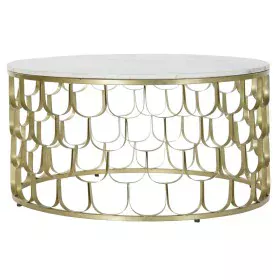 Mesa de apoio DKD Home Decor 81 x 81 x 42 cm Dourado Branco Plástico Mármore Ferro de DKD Home Decor, Jogos de móveis - Ref: ...