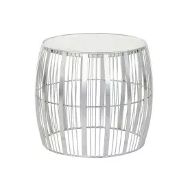 Mesa auxiliar DKD Home Decor Blanco Mármol Hierro Plateado (46 x 46 x 41 cm) de DKD Home Decor, Mesas - Ref: S3023036, Precio...