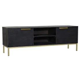 Móvel de TV DKD Home Decor Preto Metal Dourado Madeira de mangueira (147 x 40 x 51 cm) de DKD Home Decor, Mesas e suportes pa...