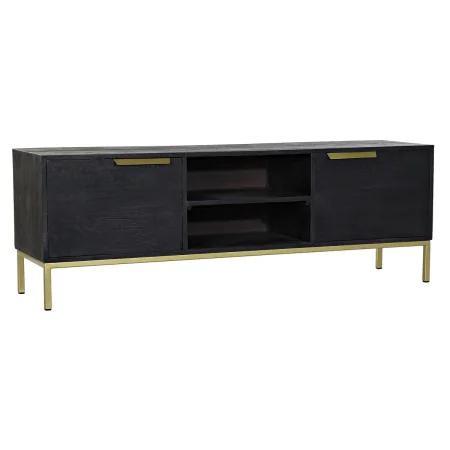 Meubles de télévision DKD Home Decor Noir Métal Doré Bois de manguier (147 x 40 x 51 cm) de DKD Home Decor, Tables et support...