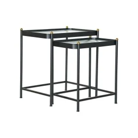 Table d'appoint DKD Home Decor Noir Métal Verre (2 pcs) de DKD Home Decor, Tables - Réf : S3023175, Prix : 200,22 €, Remise : %