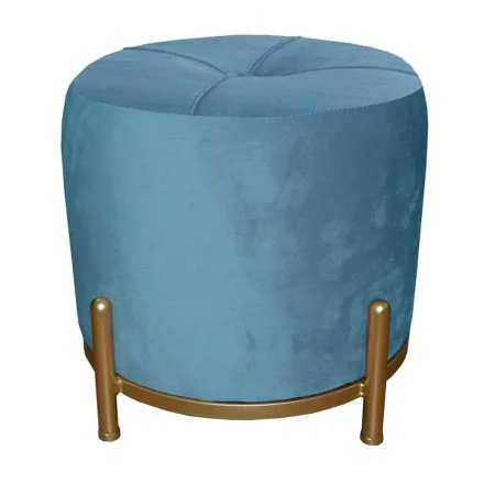 Repousa pés DKD Home Decor Azul Poliéster Metal Dourado (38 x 38 x 34 cm) de DKD Home Decor, Pufes e repousa-pés - Ref: S3023...