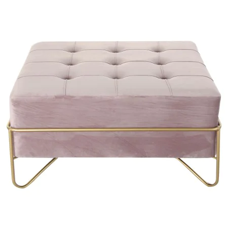 Banqueta DKD Home Decor Espuma Rosa Dorado Metal Poliéster Terciopelo Madera MDF (80 x 80 x 42 cm) de DKD Home Decor, Sillas ...