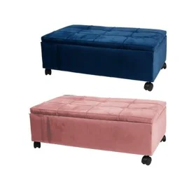 Bench DKD Home Decor Pink Polyester Velvet Navy Blue Poplar (70 x 39,5 x 24,5 cm) (2 Units) by DKD Home Decor, Chairs - Ref: ...