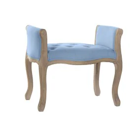 Banqueta DKD Home Decor Natural Azul Lino Madera de caucho (69 x 44 x 60 cm) de DKD Home Decor, Sillas - Ref: S3023589, Preci...