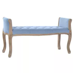 Banquette DKD Home Decor Bleu Marron Lin Bois d'hévéa (109 x 39 x 60 cm) de DKD Home Decor, Chaises - Réf : S3023592, Prix : ...