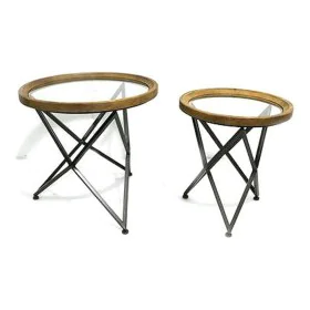 Set of 2 tables DKD Home Decor Black Natural Metal Crystal Plastic 65 x 65 x 63 cm by DKD Home Decor, Tables - Ref: S3023702,...