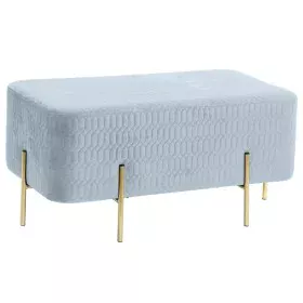 Banqueta DKD Home Decor Dourado Metal Poliéster Azul celeste Esponja (91 x 46,5 x 42 cm) de DKD Home Decor, Cadeiras - Ref: S...