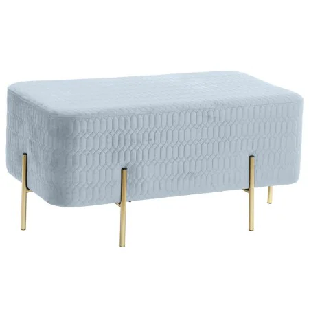 Bench DKD Home Decor Golden Metal Polyester Sky blue Sponge (91 x 46,5 x 42 cm) by DKD Home Decor, Chairs - Ref: S3023748, Pr...