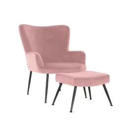 Armchair DKD Home Decor S3023869 Black Pink Metal Plastic Velvet Modern 70 x 60 x 84 cm by DKD Home Decor, Chair and sofa acc...