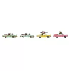 Figura Decorativa DKD Home Decor Amarillo Azul Verde Rosa Coche Vintage 25,8 x 10,5 x 9,5 cm (4 Unidades) (4 Piezas) de DKD H...