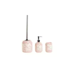 Bath Set DKD Home Decor 8 x 8 x 17,5 cm Ceramic Pink White by DKD Home Decor, Bathroom Accessory Sets - Ref: S3025638, Price:...