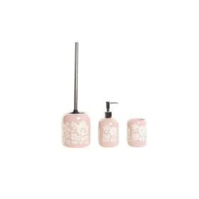 Set da Bagno DKD Home Decor 8 x 8 x 17,5 cm Ceramica Rosa Bianco di DKD Home Decor, Set di accessori per il bagno - Rif: S302...